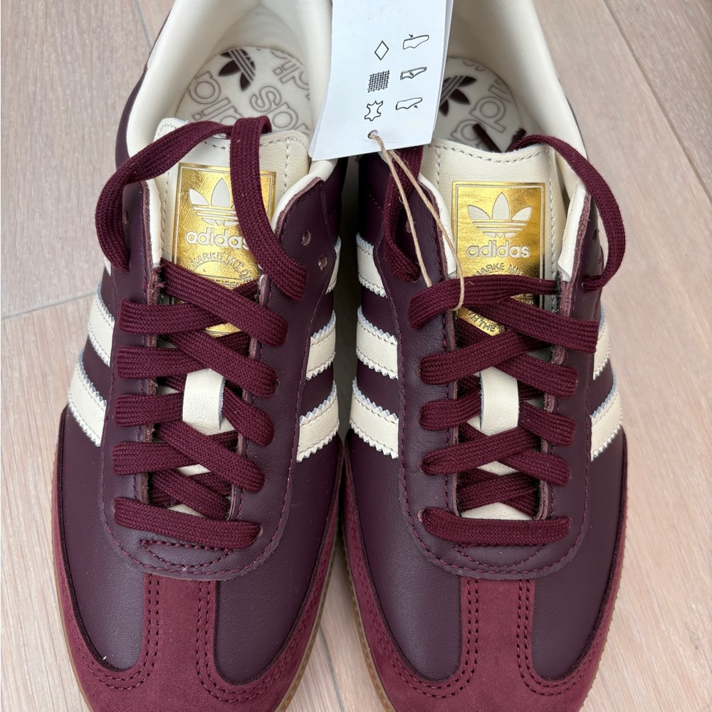 adidas Women's Burgundy and Cream Sneakers